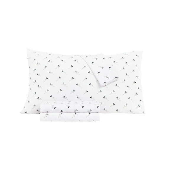 Sanders Washed Printed Microfiber 4 Pc. Sheet Set, Queen, Navy