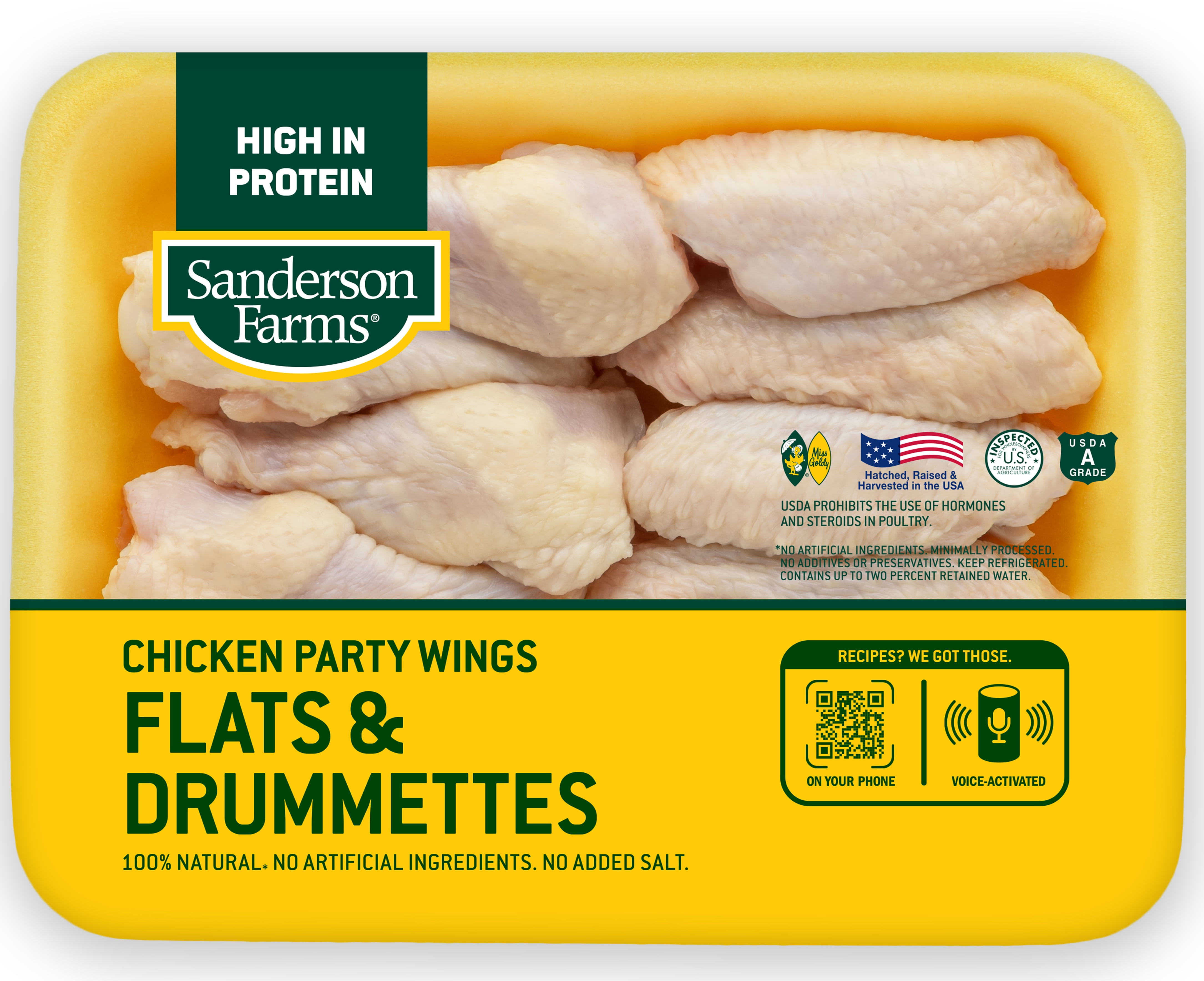 Sanderson Farms Fresh Chicken Party Wings, Flats & Drummettes, 20g