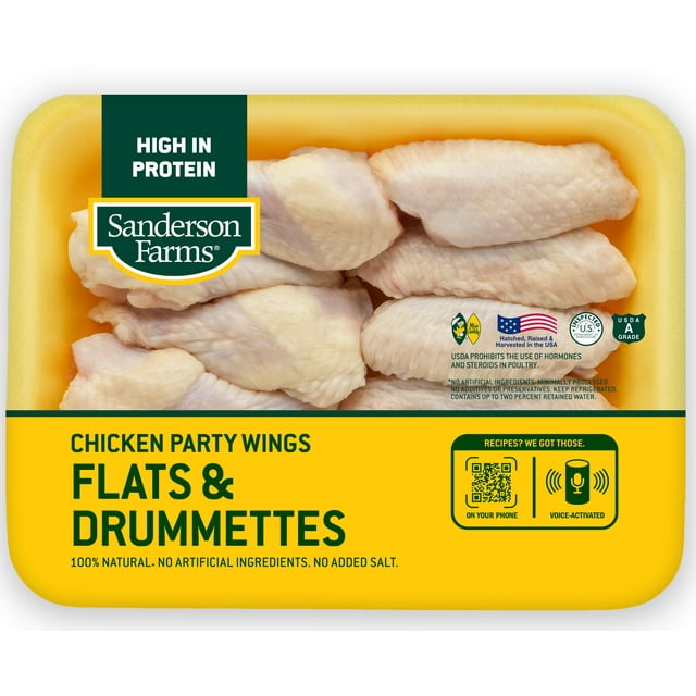 Sanderson Farms Fresh Chicken Party Wings, Flats & Drummettes, 20g