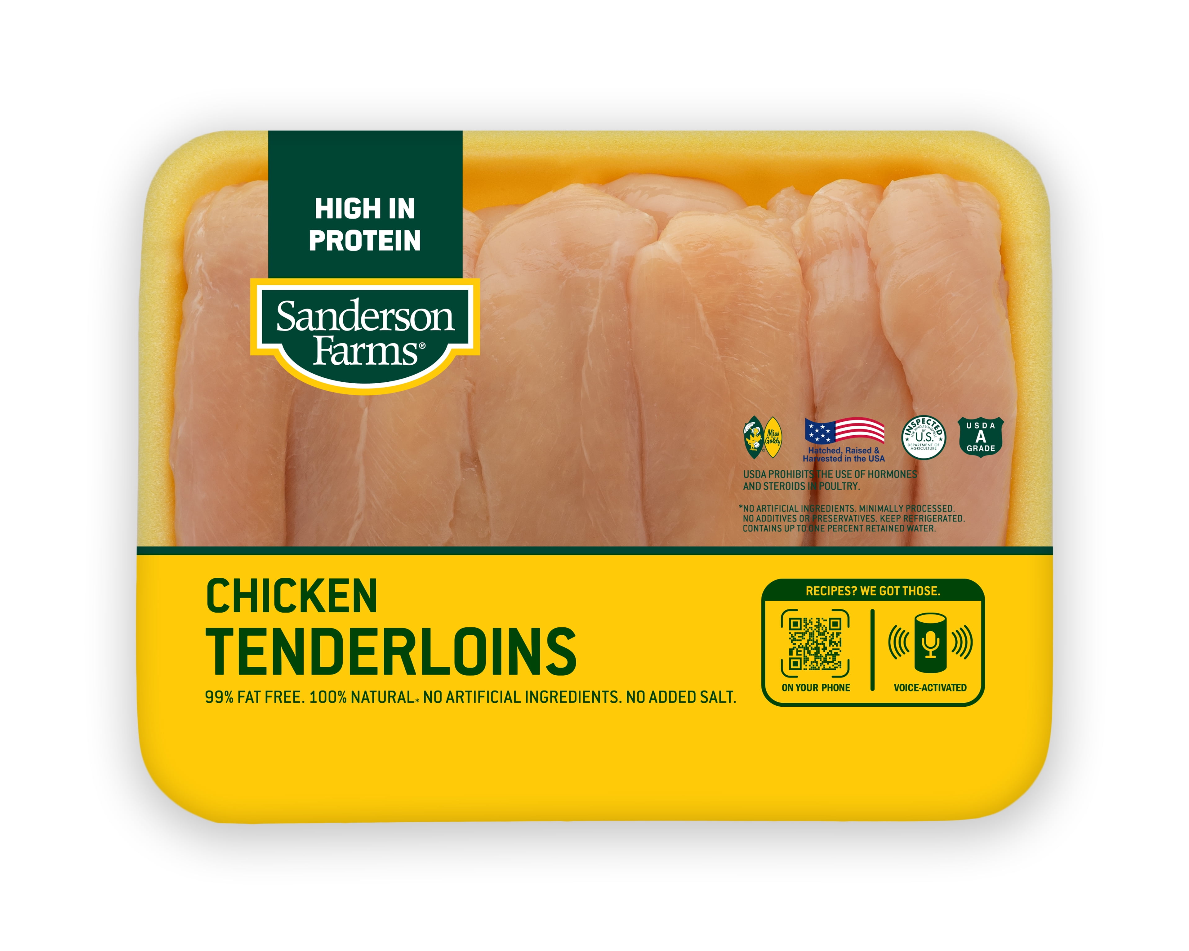 Sanderson Farms Fresh Chicken Tenderloins, 28g Protein, 4oz 112g, 1.0