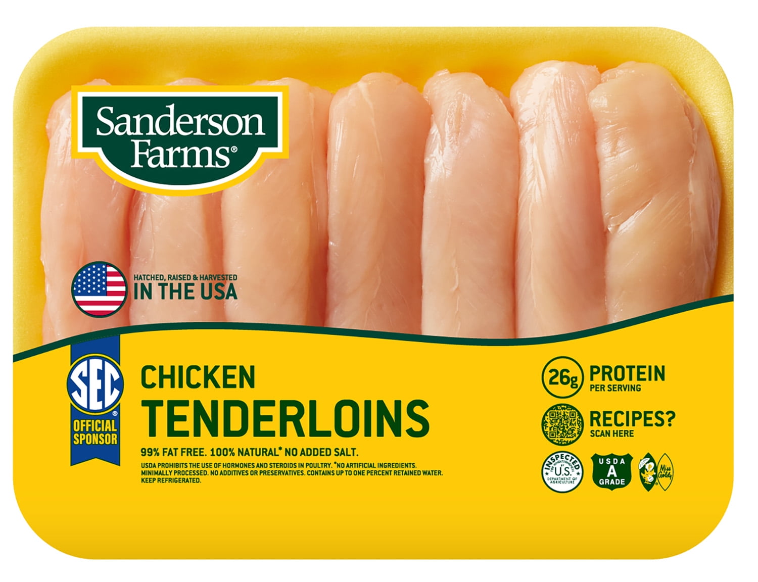 Sanderson Farms Fresh Chicken Tenderloins, 26g Protein, 4oz 112g, 1.0 - 2 lb