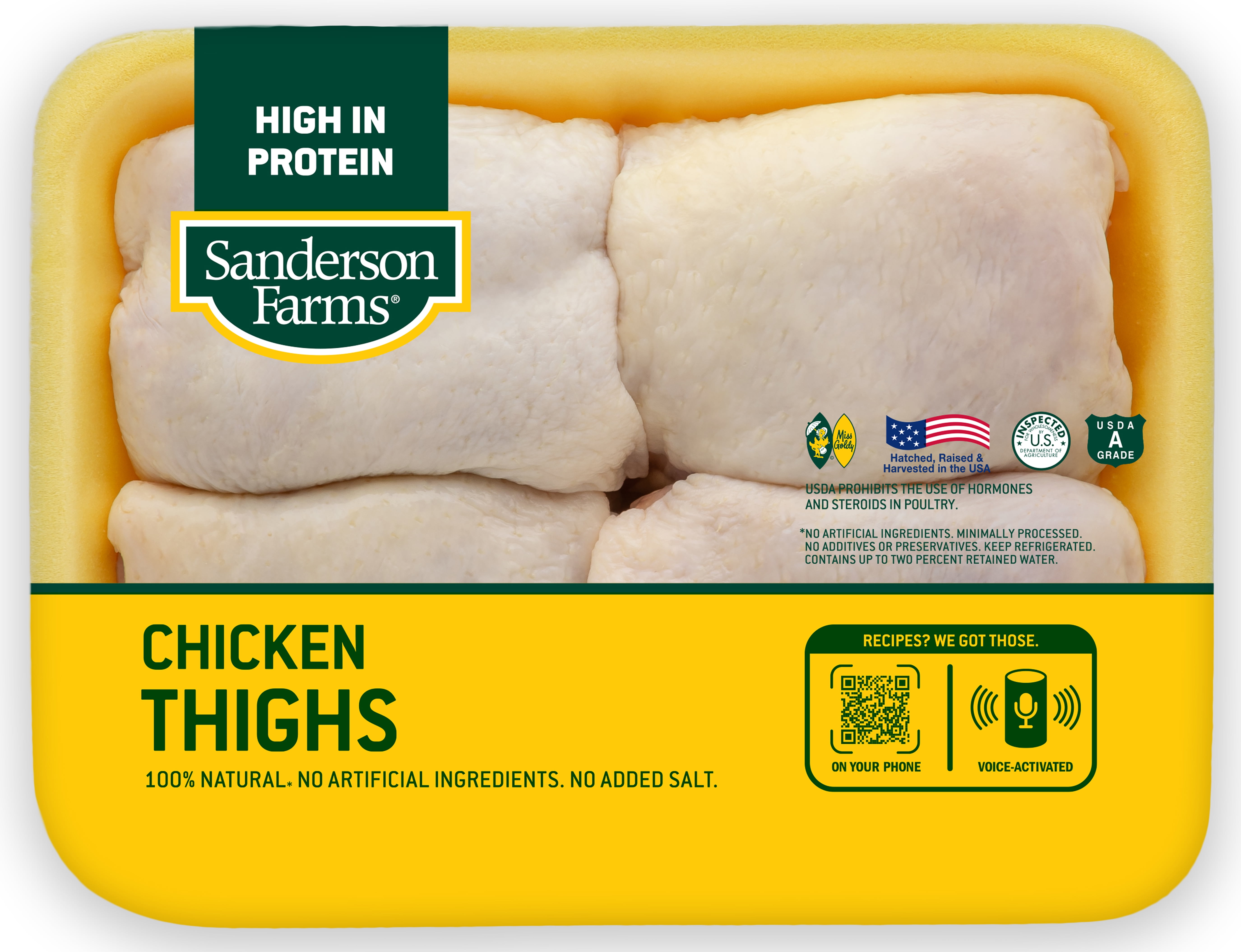 Sanderson Farms Fresh Chicken Thighs, 21g Protein, 4oz 112g, 1.6 2.4