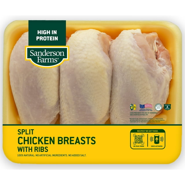 Sanderson Farms Fresh Split Chicken Breast with Ribs, Family Pack, 23g