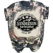 VKEGNIO Sanderson Sisters Halloween Shirt Women Sanderson Bed and Breakfast Tee Hocus Pocus Funny Tshirt Fall Casual Shirts