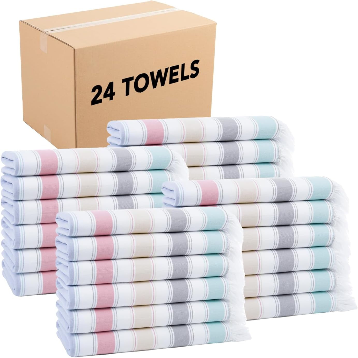 Sandfree Turkish Beach Towels Bulk (Case Of 24) 100 Cotton, Sand