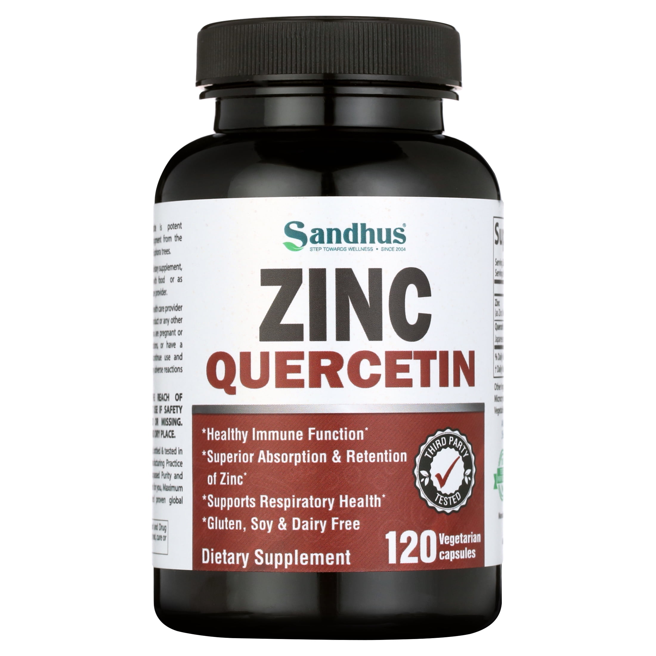 Sandhu's Zinc Quercetin, Dietary Supplements, 120 Vegetarian Capsules ...