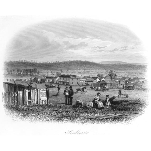 Sandhurst Victoria 1856. Na View Of The Town Of Sandhurst Victoria Steel Engraving Australian 1856. Print by