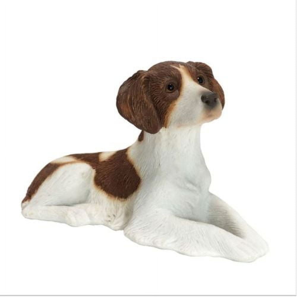 Small White and Brown Resin Brittany Spaniel Figurine