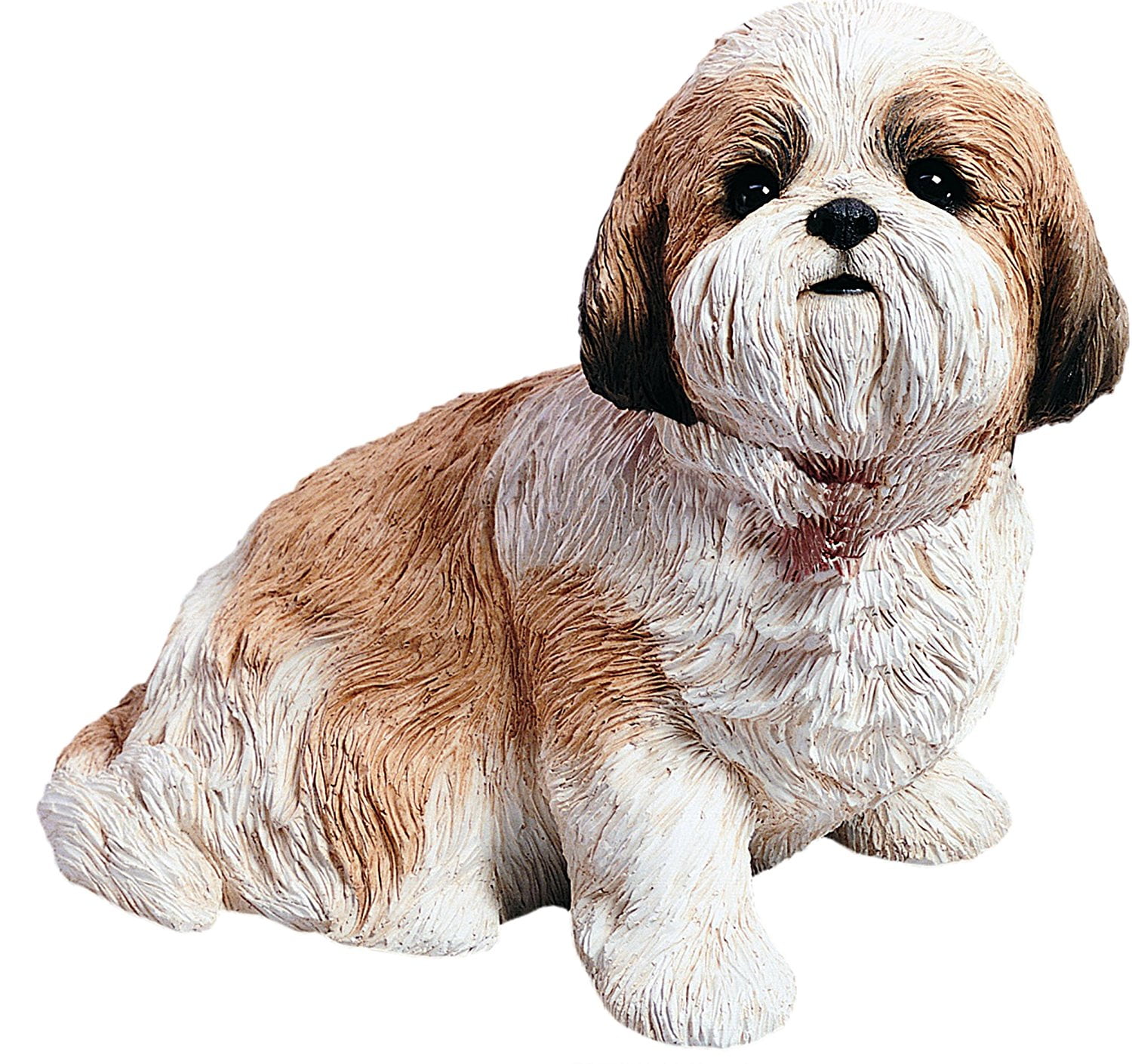 Sandicast "Life Size" Sitting Gold & White Shih Tzu Dog Sculpture
