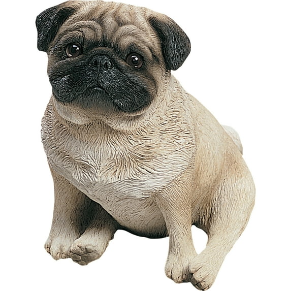 Sandicast "Original Size" Sitting Fawn Pug Dog Sculpture