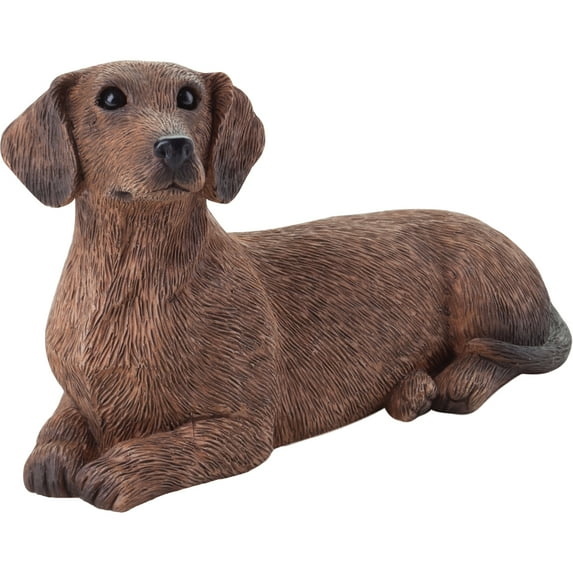 Sandicast "Small Size" Lying Red Dachshund Dog Sculpture