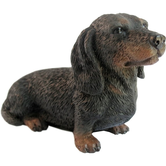 Sandicast "Small Size" Sitting Black Dachshund Dog Sculpture