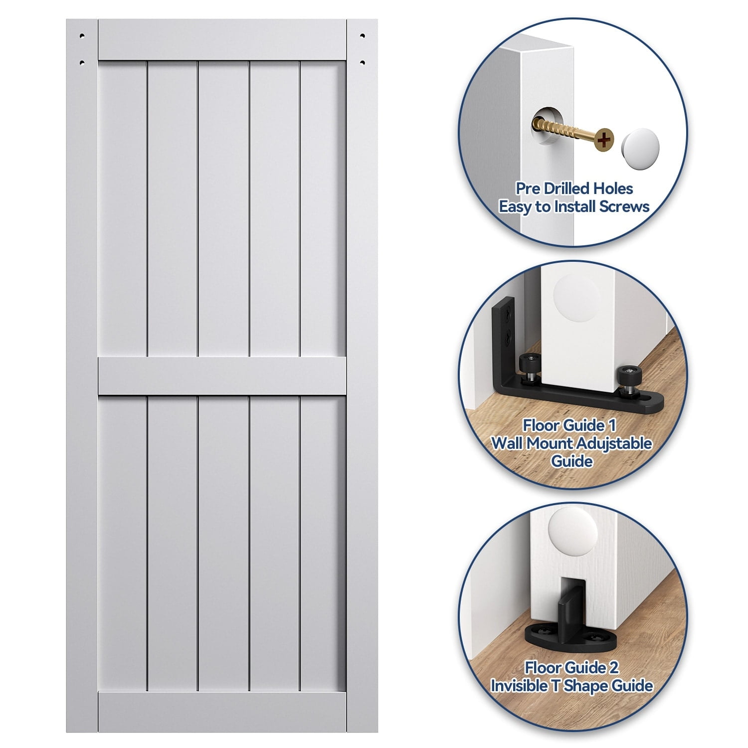 White 32" x 84" MDF Barn Door with Sliding Hardware Kit