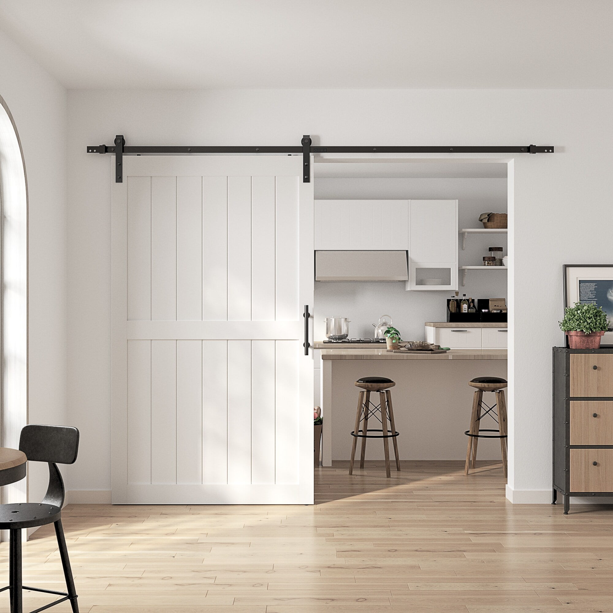 White 48" x 84" MDF Barn Door with Sliding Hardware Kit