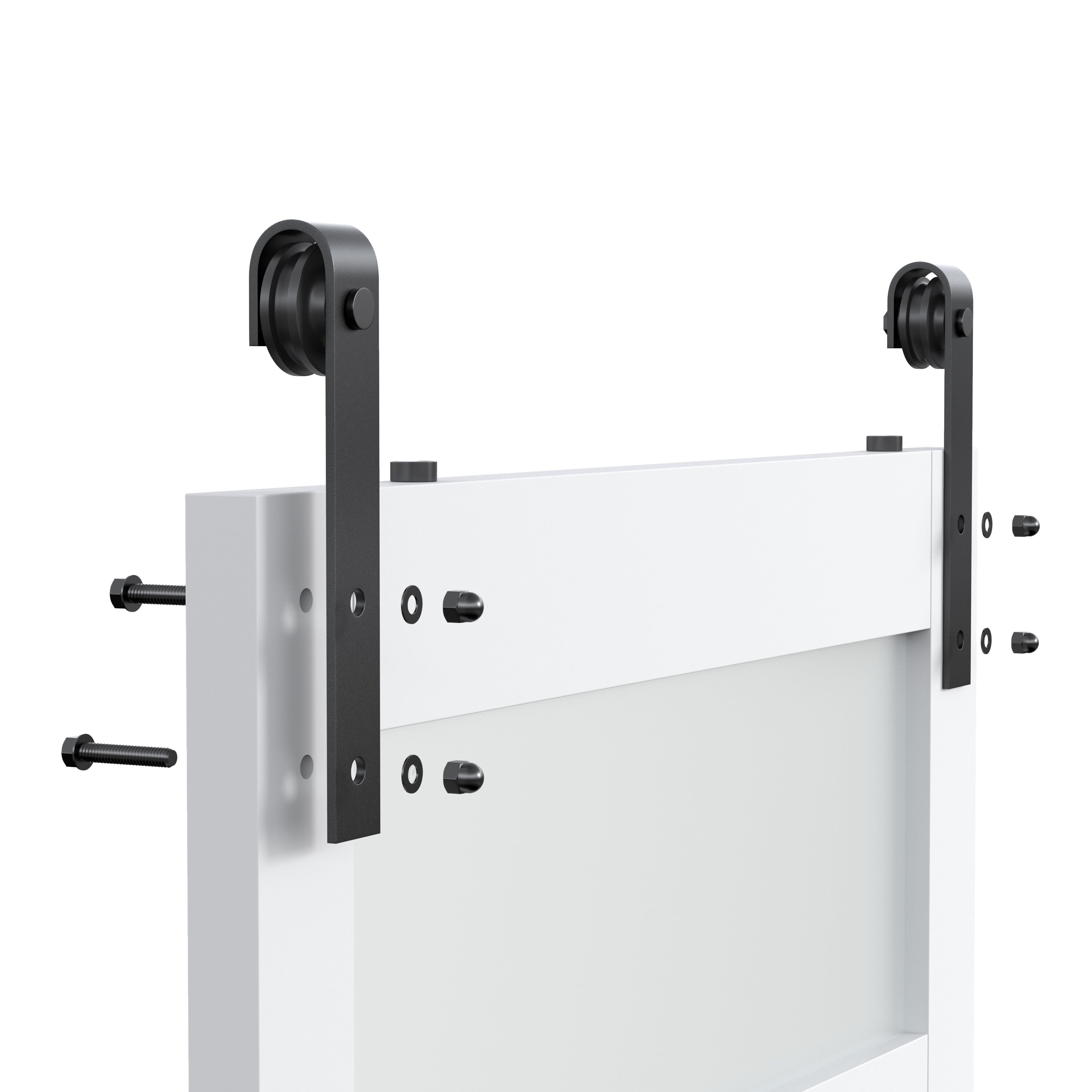 84'' Gray Frosted Glass and PVC Double Barn Door with Hardware Kit