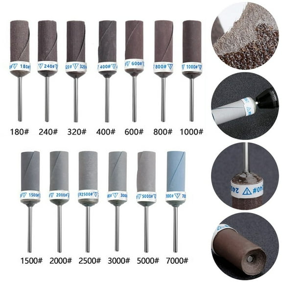 Sanding Band Sanding Drum Grinding Wheel Head Sandpaper Rod For Wood Stone Glass Grinding Polishing Abrasive Rotary Tools 180# Fangkenuo