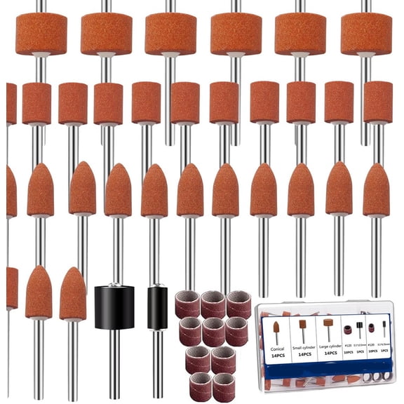 Sanding Bits & Sanding Drum Set for Dremel Rotary Tool with Box, Aluminium Oxide for Metal Rust Removal, Smoothing, Sharpening, Different Shapes