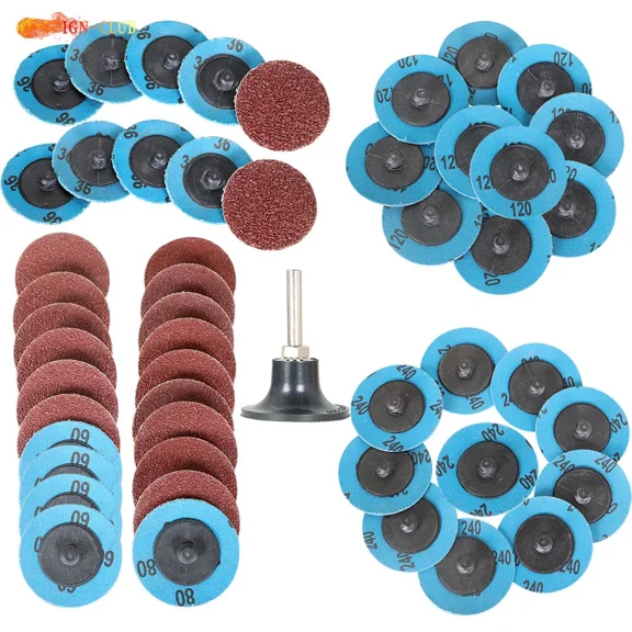Sanding Disc 2" Quick Change Roll Lock Die Grinder 36 60 80 120 240 Grit 51 Pack
