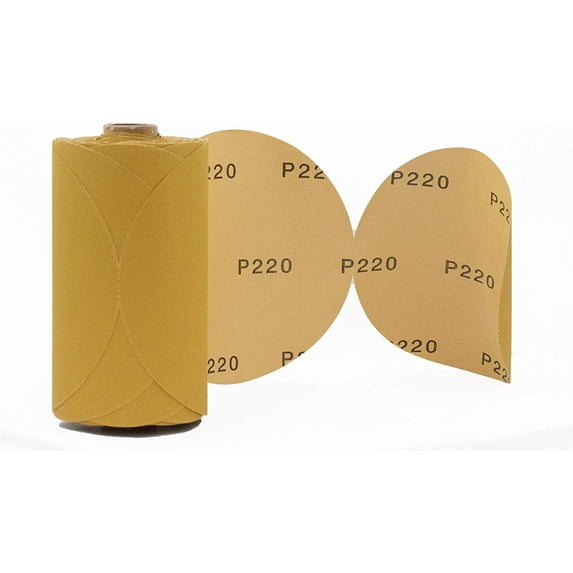 Sanding Disc Sandpaper 6" 100 Roll PSA Sticky Back (220 Grit) Round With Adhesive Back Premium Aluminum Oxide Grain