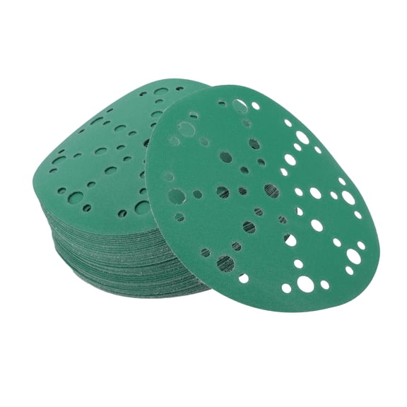 Sanding Discs 6 Inch 49 Hole 180 Grit Round Hook and Loop Sandpaper Aluminum Oxide Green 50 Pcs