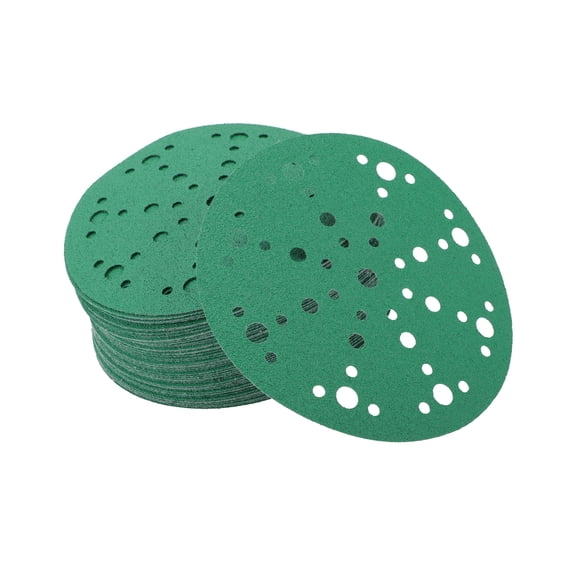 Sanding Discs 6 Inch 49 Hole 80 Grit Round Hook and Loop Sandpaper Aluminum Oxide Green 50 Pcs
