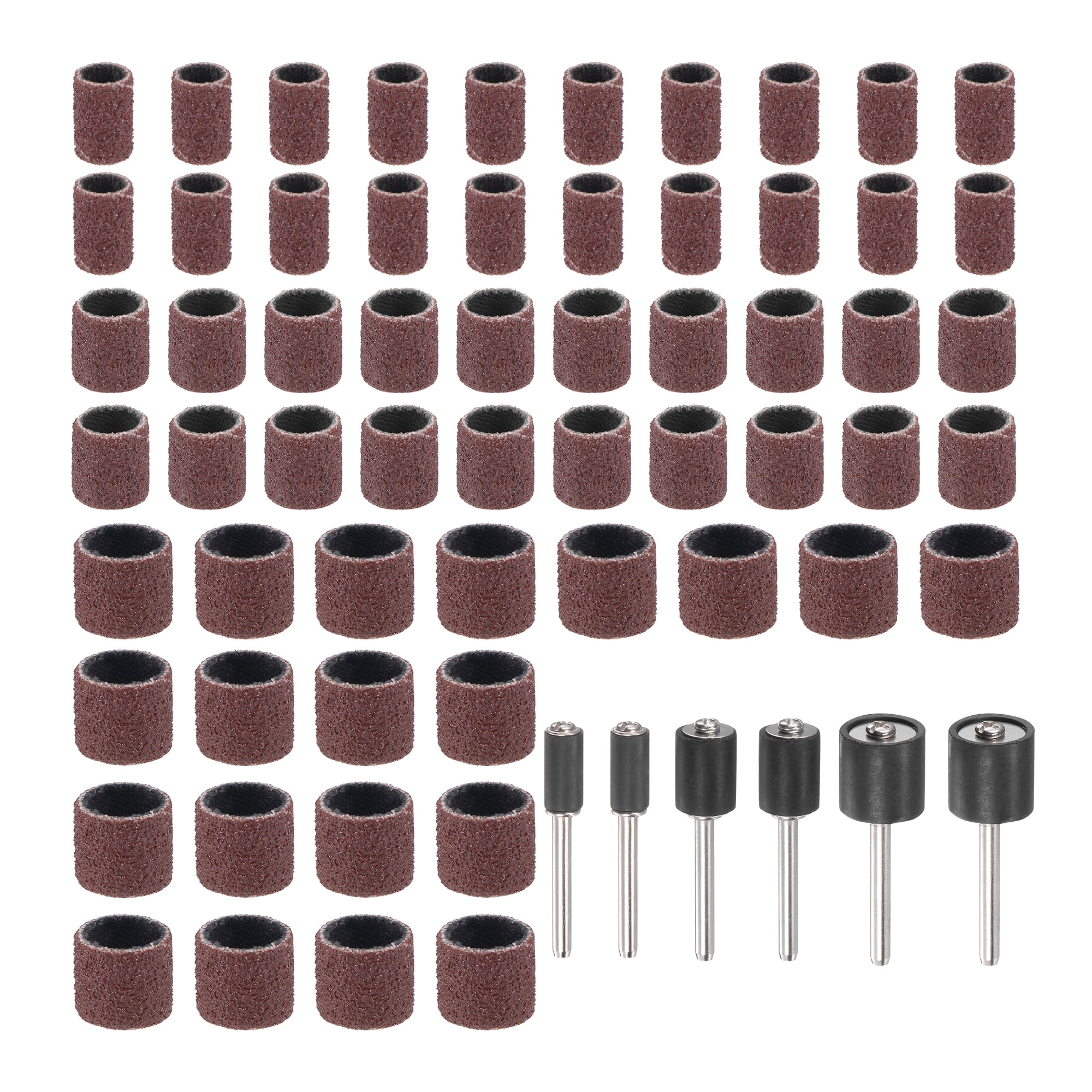 Sanding Drum Set Sanding Sleeves Sandpaper Kit with Drum Mandrel for Rotary Tool 80 Grit 66pcs