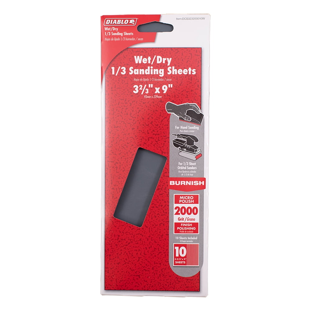 Sanding Sheet 2000 Grit, 1/3 Sheet, Wet/Dry, and Premium Silicone ...