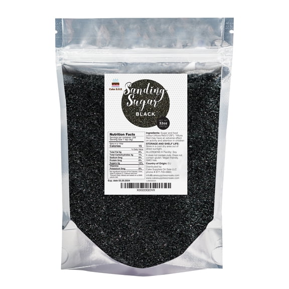 Cake S.O.S Black Sanding Sugar Dessert Sprinkles, 32 oz
