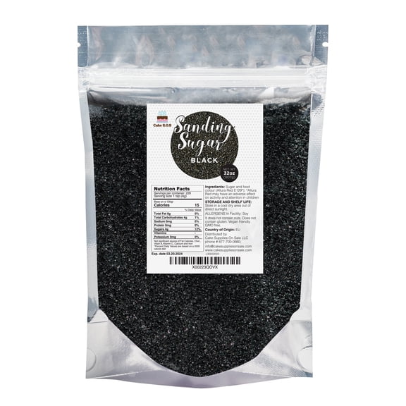 Cake S.O.S Black Sanding Sugar Dessert Sprinkles, 32 oz