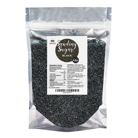 Cake S.O.S Black Sanding Sugar Dessert Sprinkles, 8.8 oz