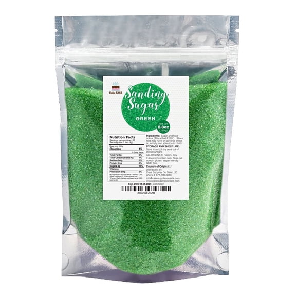 Cake S.O.S Green Sanding Sugar Dessert Sprinkles, 8.8 oz.