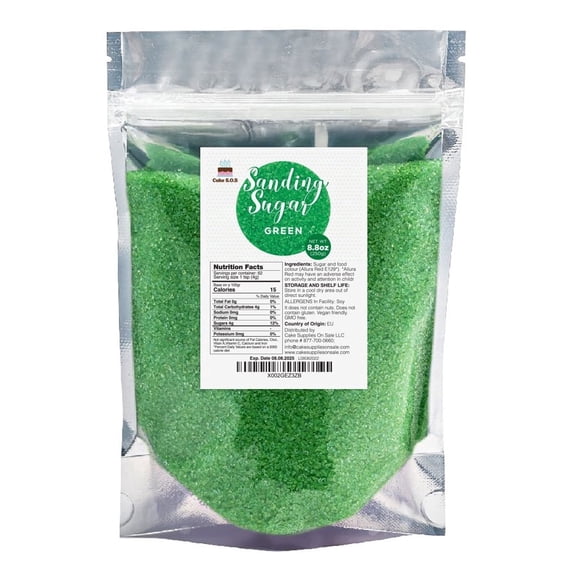 Cake S.O.S Green Sanding Sugar Dessert Sprinkles, 8.8 oz.