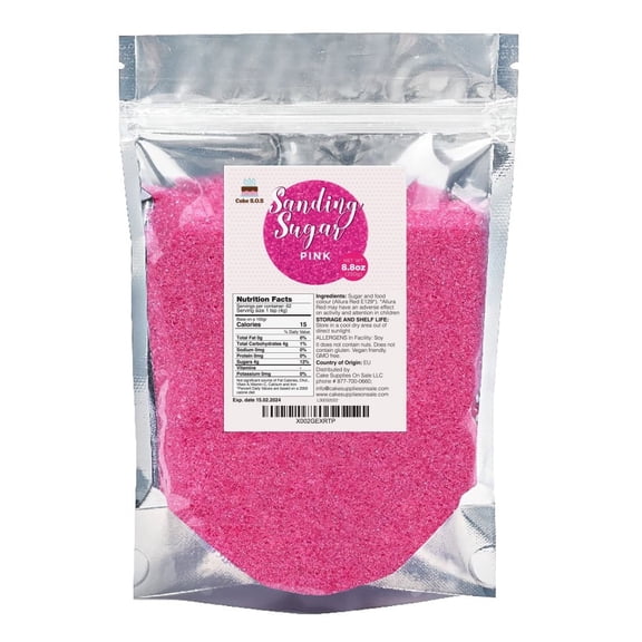 Cake S.O.S Pink Sanding Sugar Dessert Sprinkles, 8.8 oz.