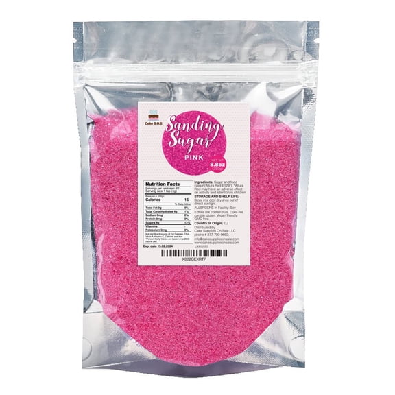 Cake S.O.S Pink Sanding Sugar Dessert Sprinkles, 8.8 oz.