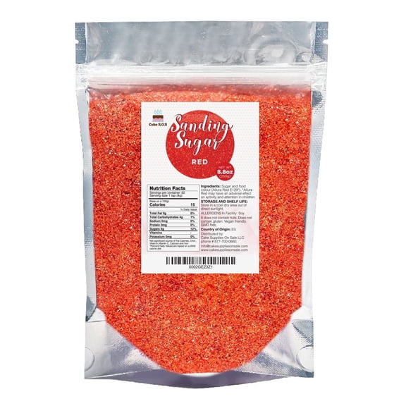 Cake S.O.S Red Sanding Sugar Dessert Sprinkles, 8.8 oz.