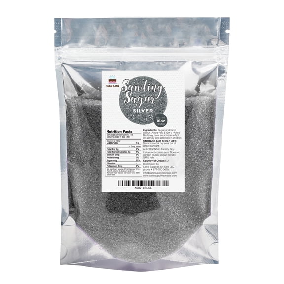 Cake S.O.S Silver Sanding Sugar Dessert Sprinkles, 16 oz
