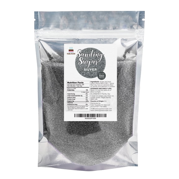 Cake S.O.S Silver Sanding Sugar Dessert Sprinkles, 32 oz.