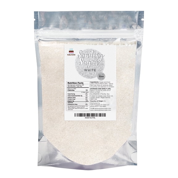 Cake S.O.S White Sanding Sugar Dessert Sprinkles, 32 oz