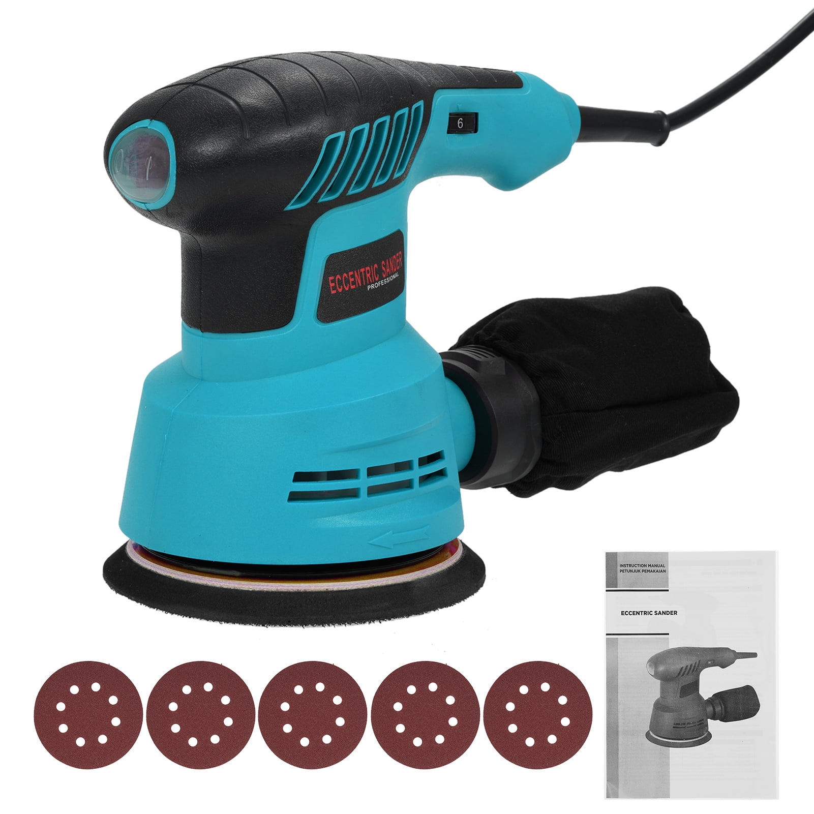 Sanding machine,Sander With Sander And Sander 300w Orbital Sander Palm Sander 13000rpm 5pcs Sandpapers 6 Variable Speeds