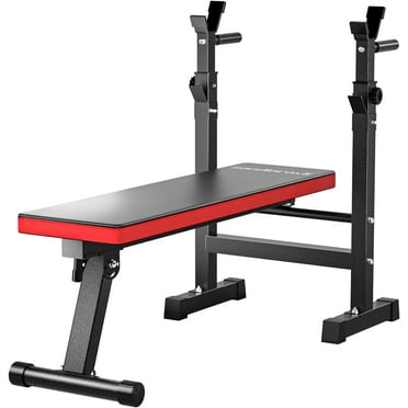 Sandinrayli Adjustable Weight Bench, Folding Bench Press w/Barbell Rack, Full Body Workout Exercise Multi-Function Strength Training for Home Gym