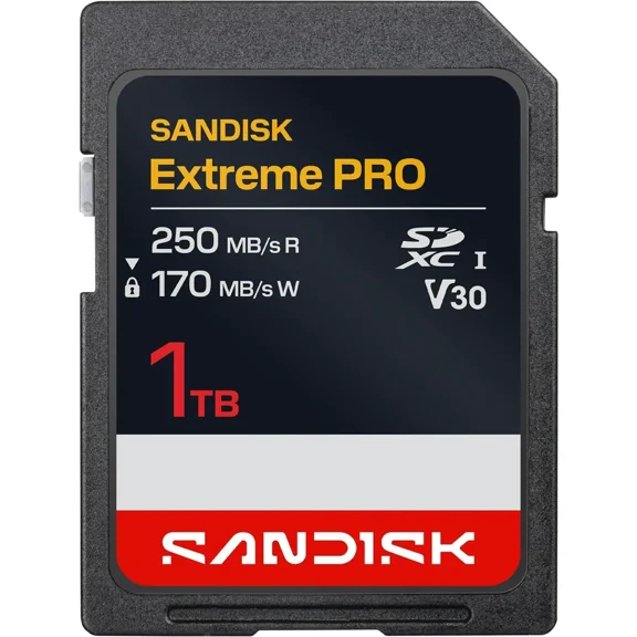 Sandisk NEW! 1TB Extreme PRO SD UHS-I V30 Memory Card, Up to 250MB/s Read (New 2026)