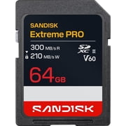 Sandisk NEW! 64GB Extreme PRO SDXC UHS-II V60 Memory Card, Up to 300MB/s Read 2026