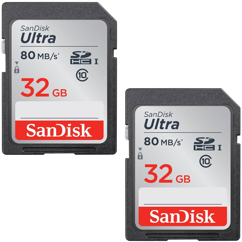 Sandisk SDSDUNC-032G-AN6IN Ultra SDHC 32GB UHS Class 10 Memory Card, Up to 80MB/s Read Speed 2 Pack