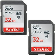 Sandisk SDSDUNC-032G-AN6IN Ultra SDHC 32GB UHS Class 10 Memory Card, Up to 80MB/s Read Speed 2 Pack