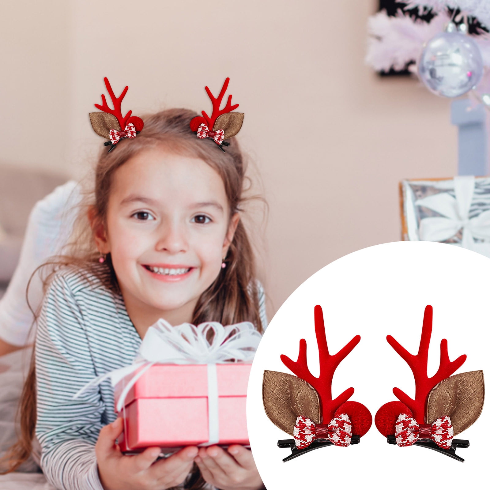 Sandistore Christmas Hair Clips 1 Pair Of Cute Deer Ears Hair