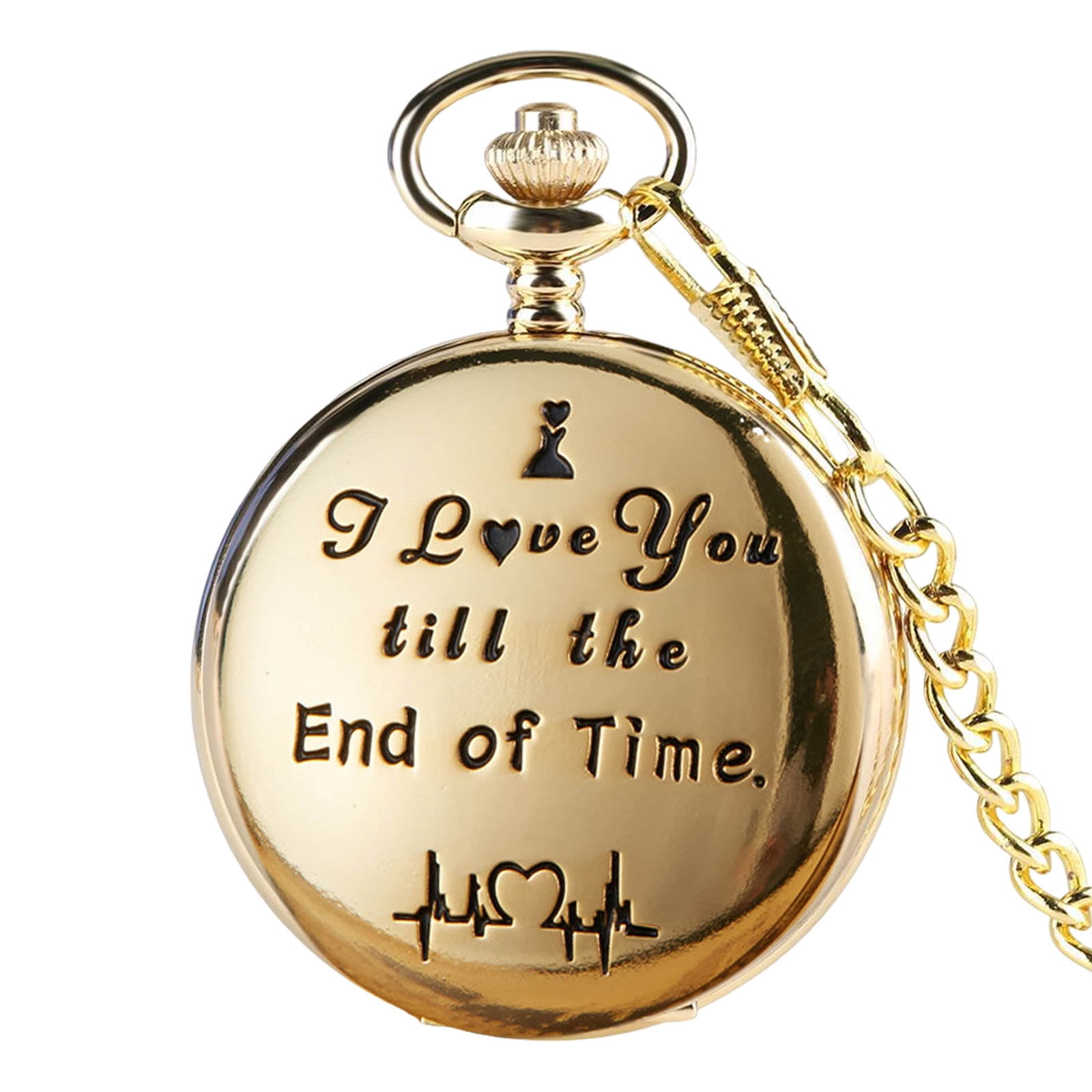 Sandistore Mens Thin Watch Couple Retro Pocket Watch Wedding Gift Love