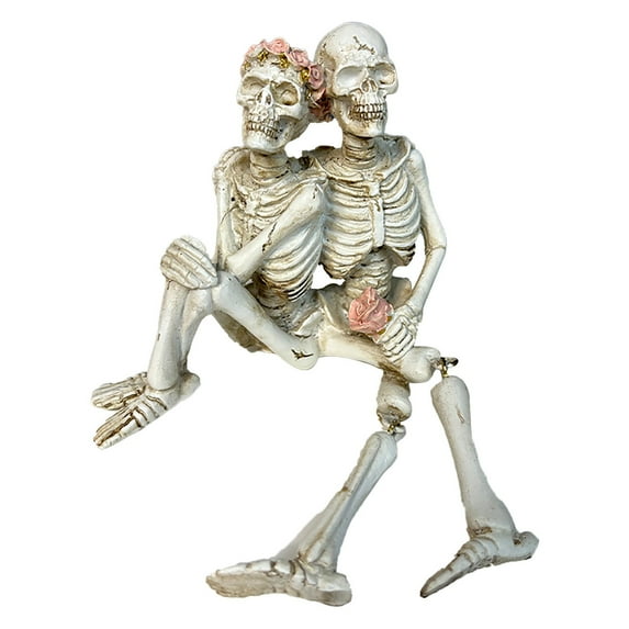 Sandistore Resin Crafts Creative Vintage Skeleton Couple Scene Party Decoration Hanging Feet Arrangement Fun Christmas Ornament