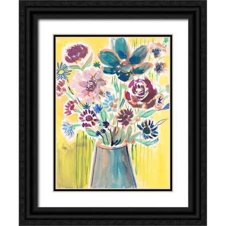Sandland, Colleen 15x18 Black Ornate Wood Framed with Double Matting Museum Art Print Titled - Awash In Flowers, Still Life
