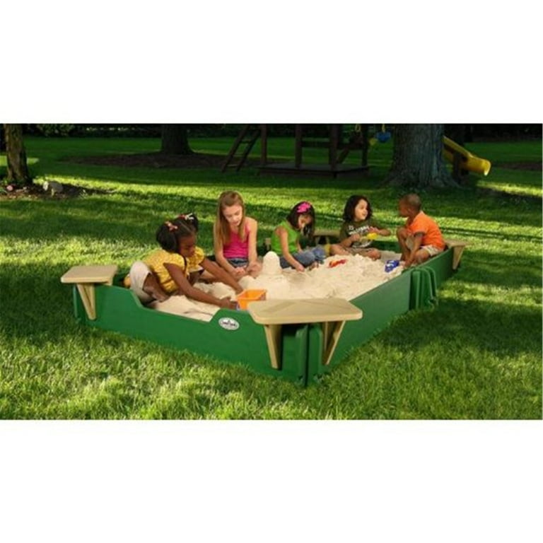 Sandlock Outside Outdoor Sandbox with Lid, Corner Seat & Cover