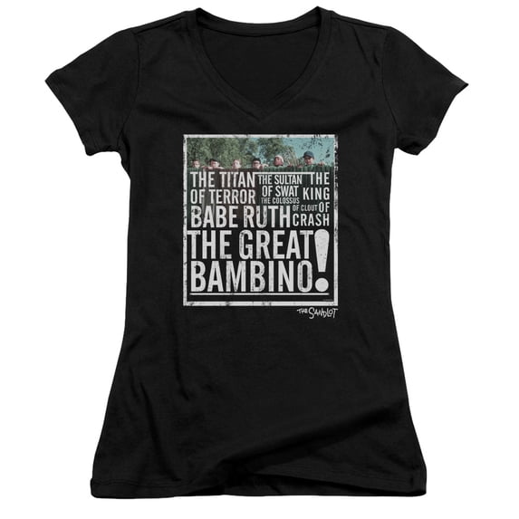 Sandlot The Great Bambino Junior Women's T-Shirt V-Neck Black